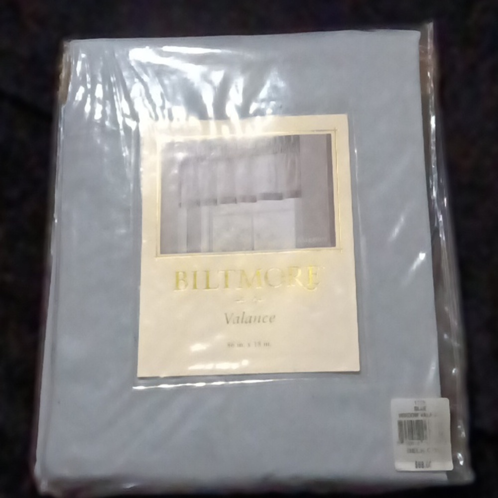 Biltmore one blue window valance with rod pocket size 86 inches × 18 inches